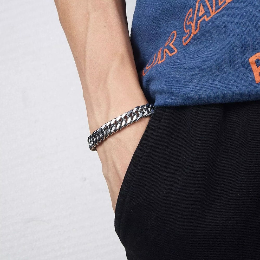 Unisex 9mm Stainless Steel Chain Bracelet
